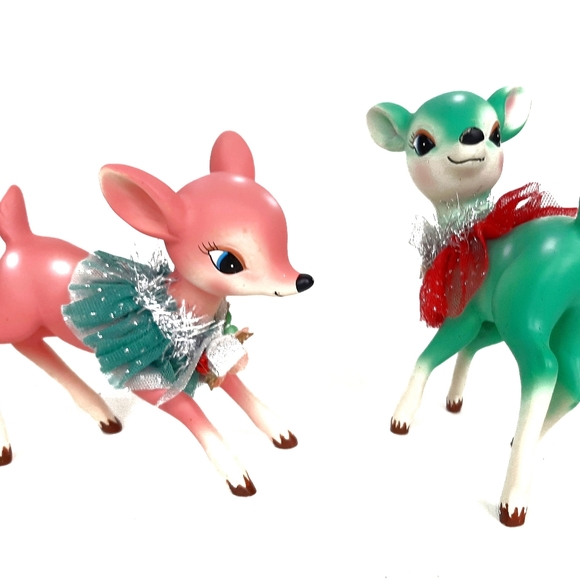 Retro Inspired Pink & Turquoise Reindeer Set - Picture 2 of 6